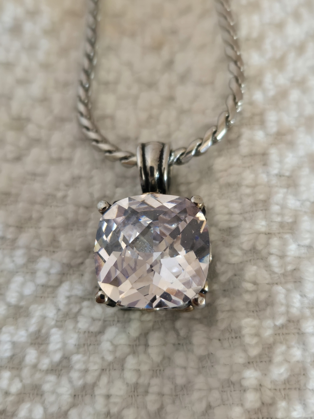 Silver Plated Light Crystal Pendant Necklace